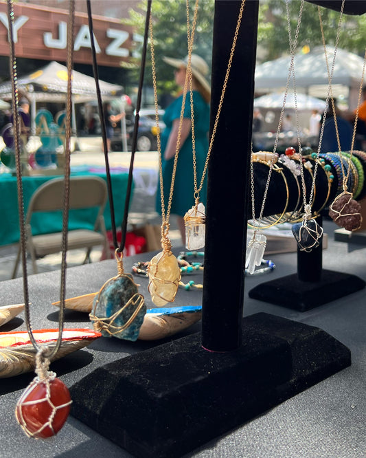 Necklaces, Wire wrapped crystals and stones