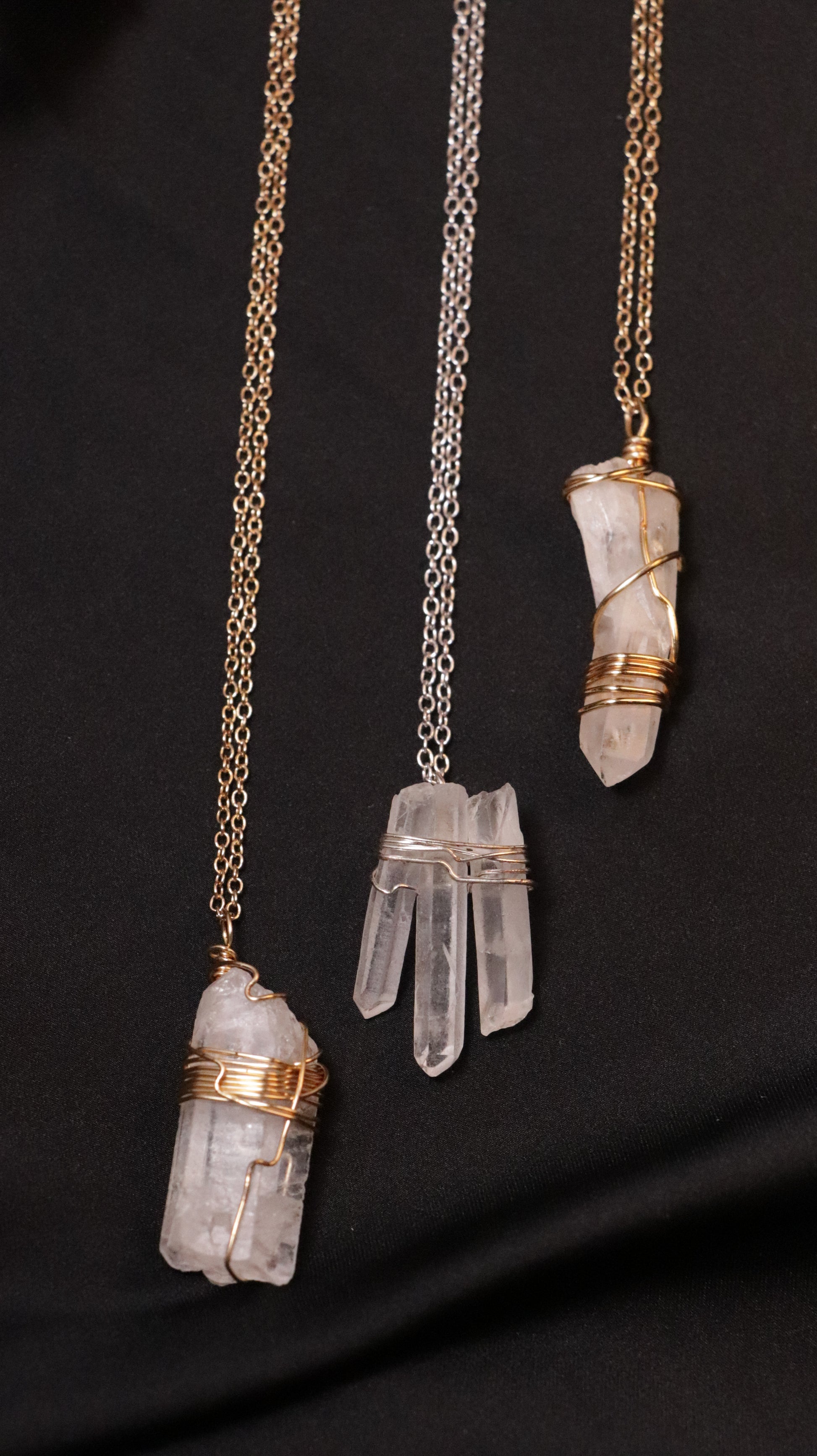 Wire Wrapped Crystal Necklace Celestite Crystal Wire-Wrapped