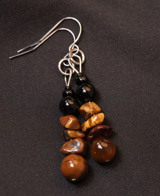 Earrings: Tigers Eye and Agate Dangle Earrings