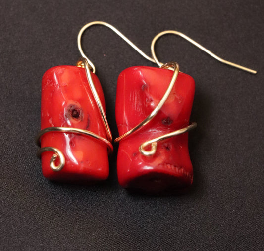 Earrings: Bamboo Coral Drop Earrings