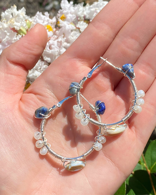 Hoop Earrings (Mini), Lapis Lazuli